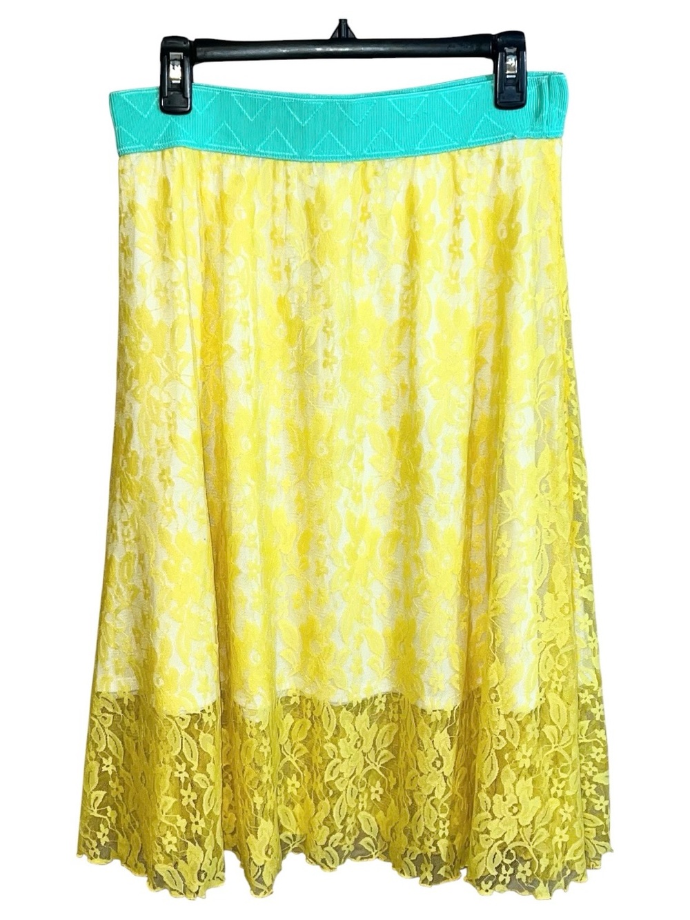LuLaRoe Floral Skirt Women’s M Yellow Green